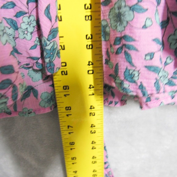 Banjanan Midi Dress XS Pink Floral Print Smocked Ruffle Sleeve Camilla Cotton - Picture 13 of 14